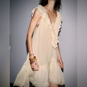 Zara Cream Ruffled Mini Dress